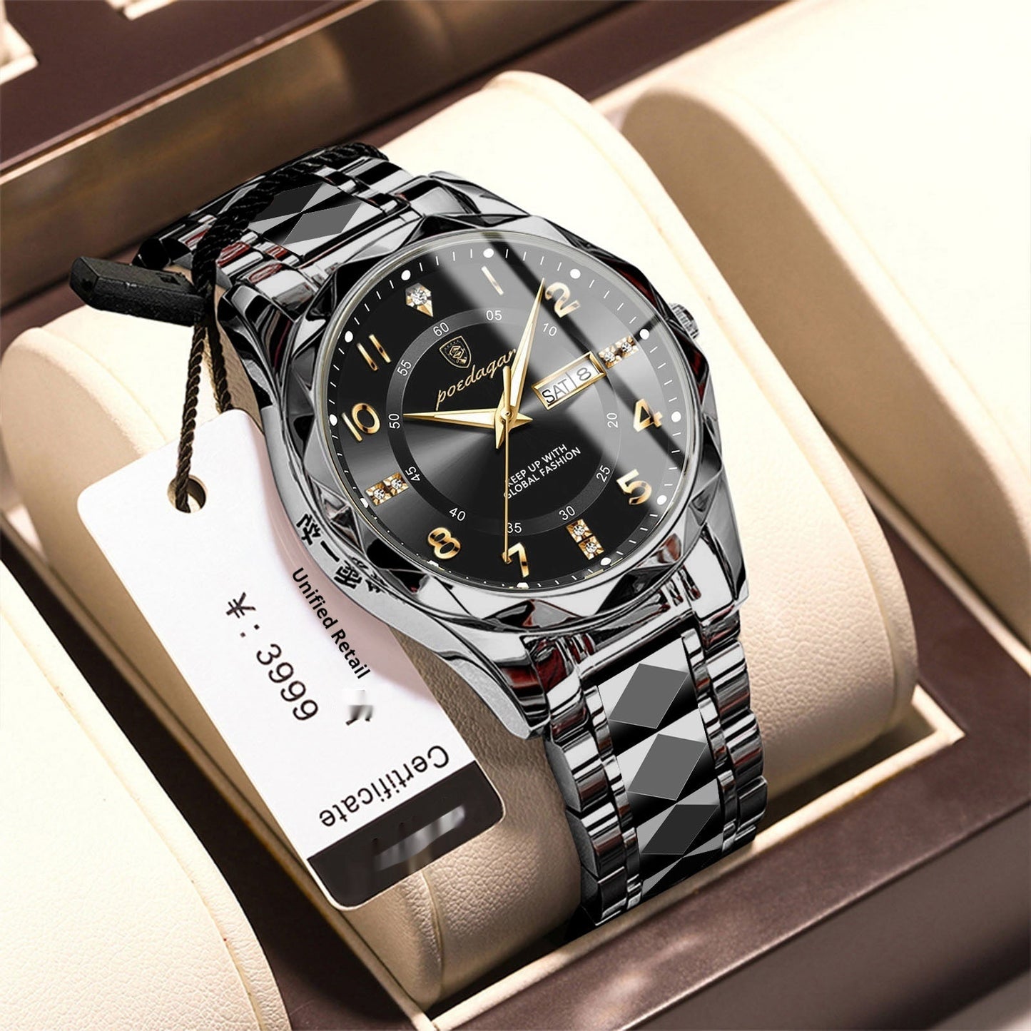 Men’s Waterproof Quartz Watch | Luminous Dial with Double Calendar Display – Durable & Stylish ARVASHAA