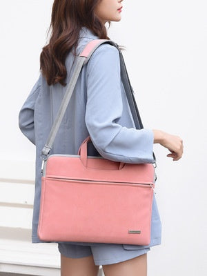 PU Leather Women Laptop Bag Notebook Carrying Case Briefcase For Macbook Air 13.3 14 15.6 Inch Men Handbags Shoulder Mouse Bag ARVASHAA