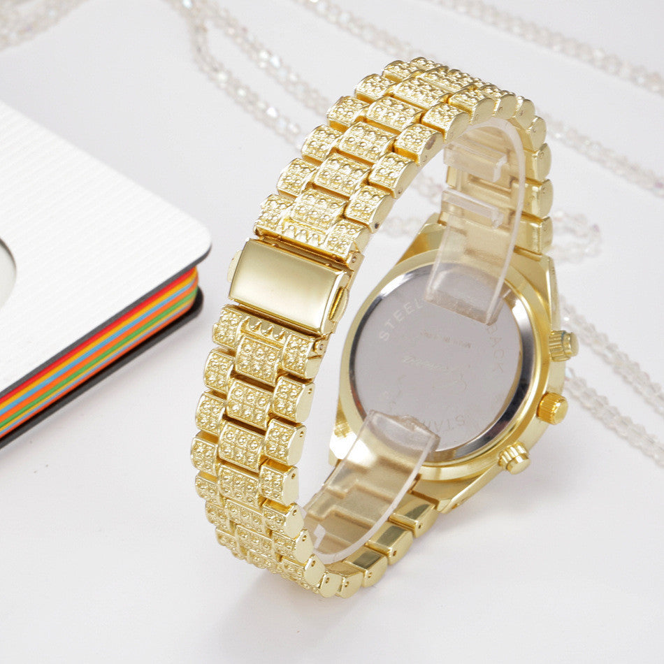 Women Crystal Quartz Analog Wrist Watch Fashion Stainless Steel Geneva Luxury Reloj Hombre Montre Femme Sport Watches ARVASHAA