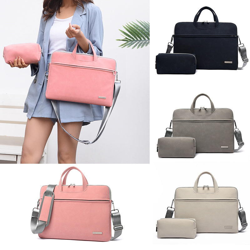 PU Leather Women Laptop Bag Notebook Carrying Case Briefcase For Macbook Air 13.3 14 15.6 Inch Men Handbags Shoulder Mouse Bag ARVASHAA