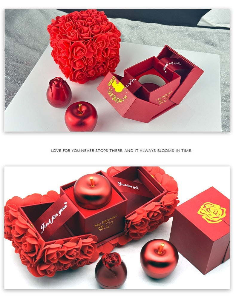 Valentines Day Gift Soap Rose Gift Box Crystal Pendant Necklace Eternal Flower Jewelry Box Set Wedding Birthday Gift For Girlfriend ARVASHAA