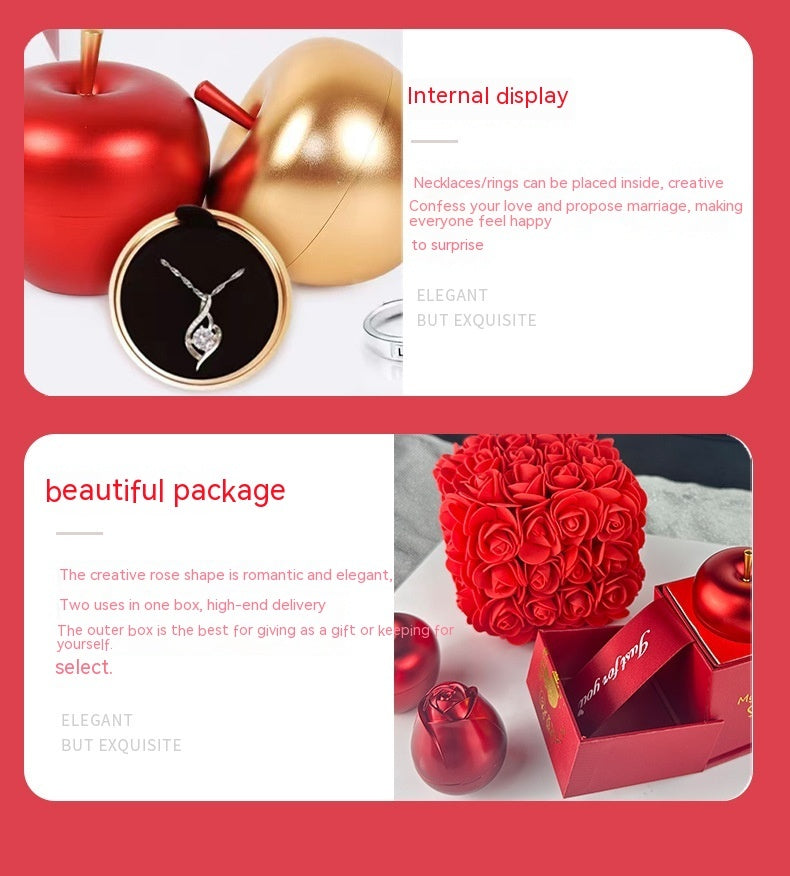 Valentines Day Gift Soap Rose Gift Box Crystal Pendant Necklace Eternal Flower Jewelry Box Set Wedding Birthday Gift For Girlfriend ARVASHAA