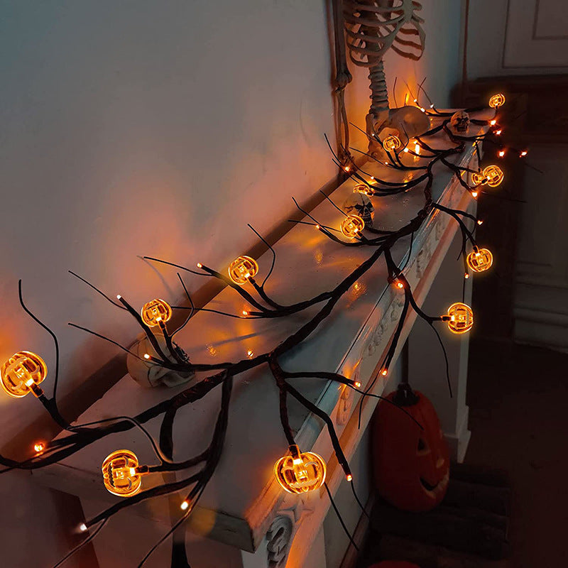 Halloween LED Willow Vine String Light Cool Cartoon Bat Pumpkin Decoration For Indoor Outdoor Party House Decor ARVASHAA