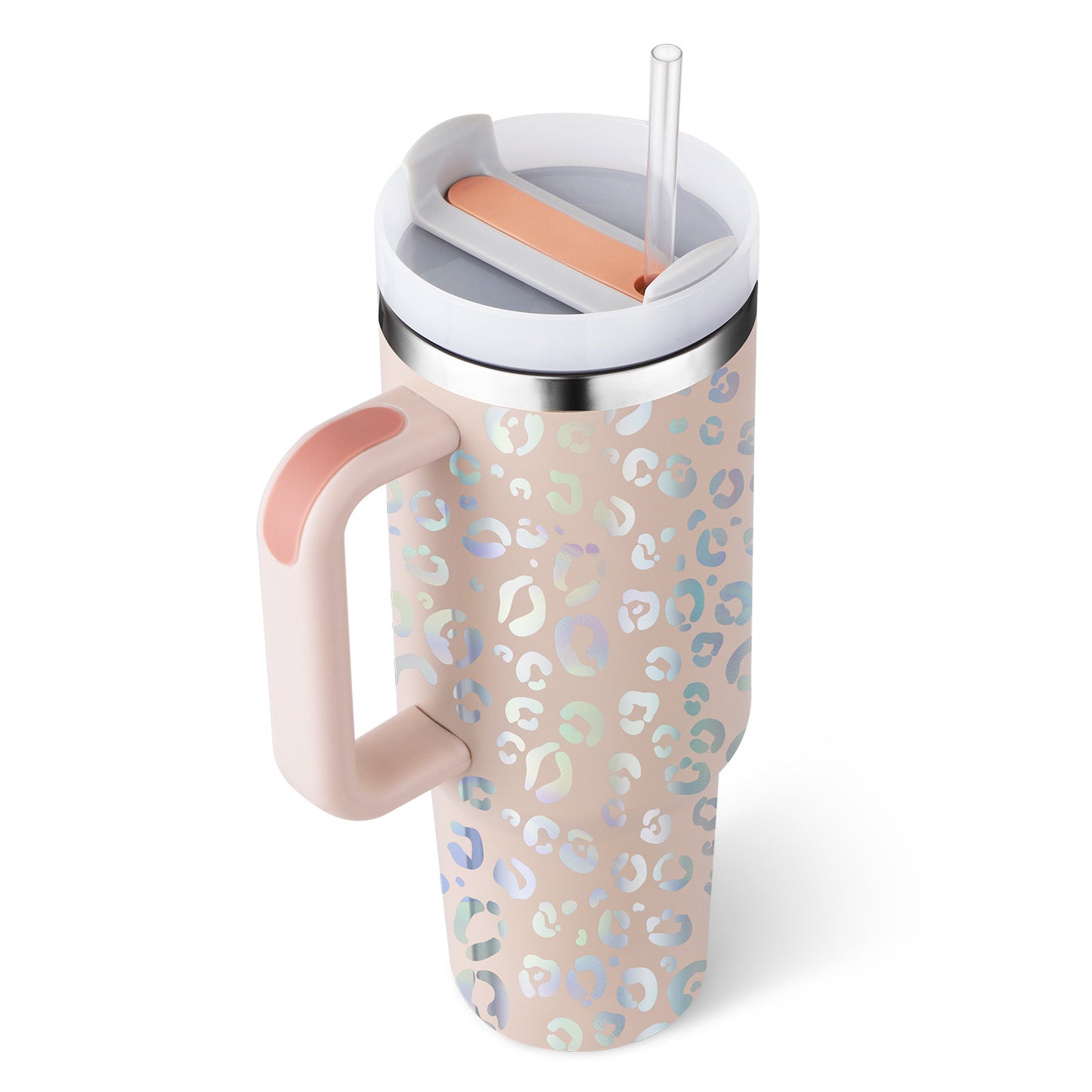 40 Oz Tumbler With Handle Straw Insulated, Stainless Steel Spill Proof Vacuum Coffee Cup Tumbler With Lid Tapered Mug Gifts For Valentine Lover Suitable For Car Gym Office Travel ASKVexperts