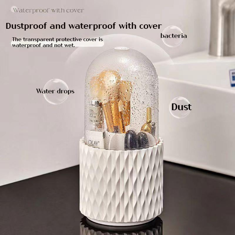 360 Rotating Large Capacity Transparent Makeup Brush Storage Pen Holder Acrylic Dust With Lid Desktop Cosmetic Storage Box ASKVexperts