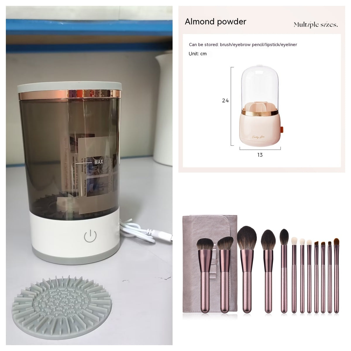 Women Eye Shadow Brush Cleaning Tool Portable Electric Makeup Brush Cleaner Machine With USB Charging Automatic Cosmetic Brush ASKVexperts
