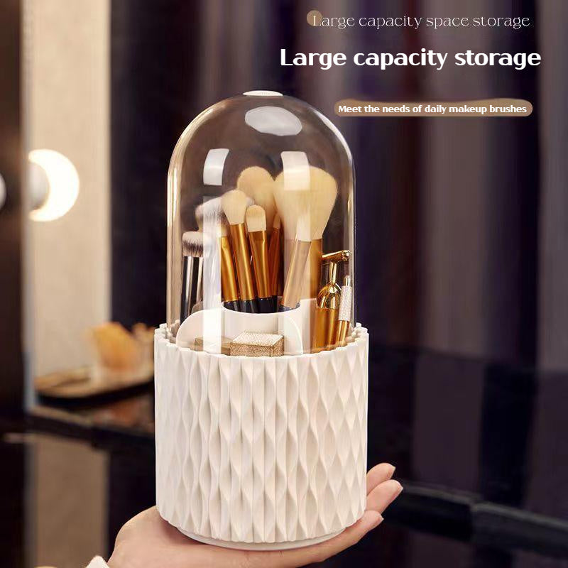 360 Rotating Large Capacity Transparent Makeup Brush Storage Pen Holder Acrylic Dust With Lid Desktop Cosmetic Storage Box ASKVexperts