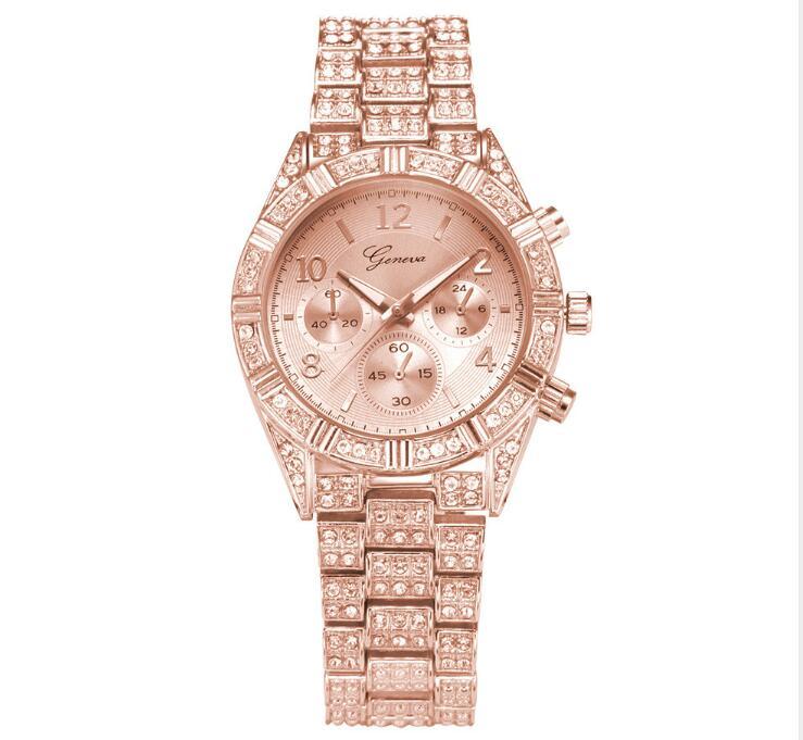 Women Crystal Quartz Analog Wrist Watch Fashion Stainless Steel Geneva Luxury Reloj Hombre Montre Femme Sport Watches ARVASHAA