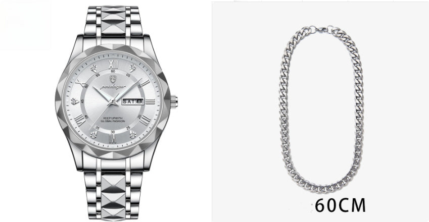 Men’s Waterproof Quartz Watch | Luminous Dial with Double Calendar Display – Durable & Stylish ARVASHAA