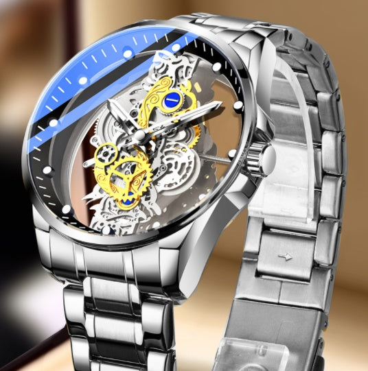 Men Watch Skeleton Automatic Quartz Watch Gold Skeleton Vintage Man Watch Mens Watches Top Brand Luxury ARVASHAA