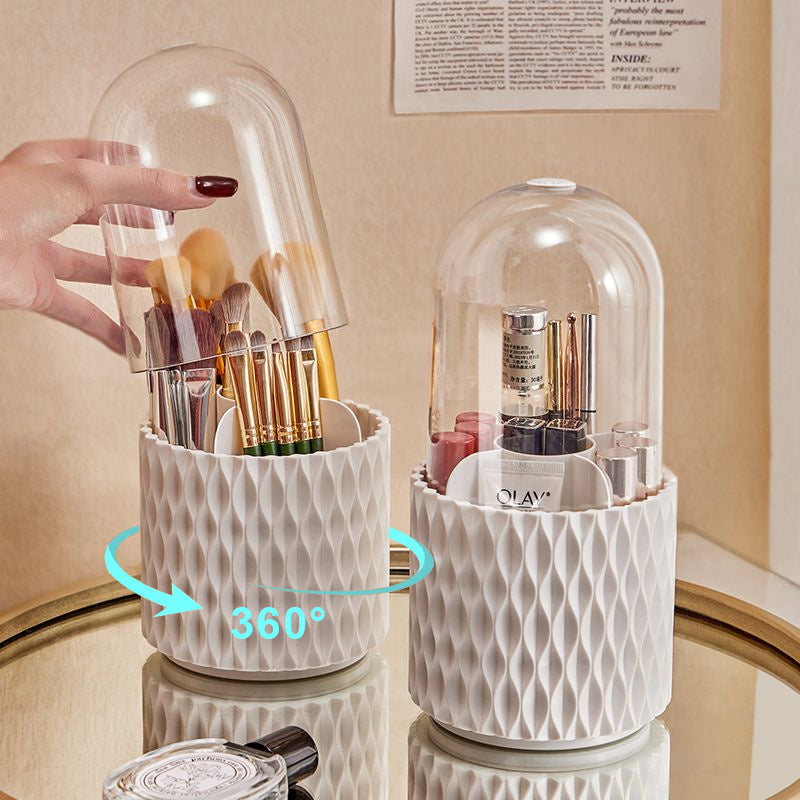 360 Rotating Large Capacity Transparent Makeup Brush Storage Pen Holder Acrylic Dust With Lid Desktop Cosmetic Storage Box ASKVexperts