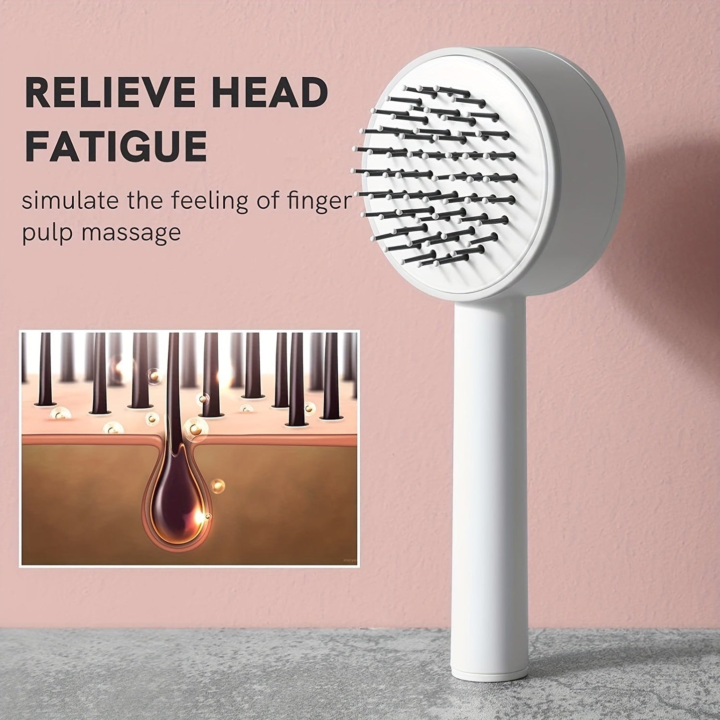 Self-Cleaning Hair Brush – Anti-Static Detangling Scalp Massage Comb for Women & Curly Hair ARVASHAA
