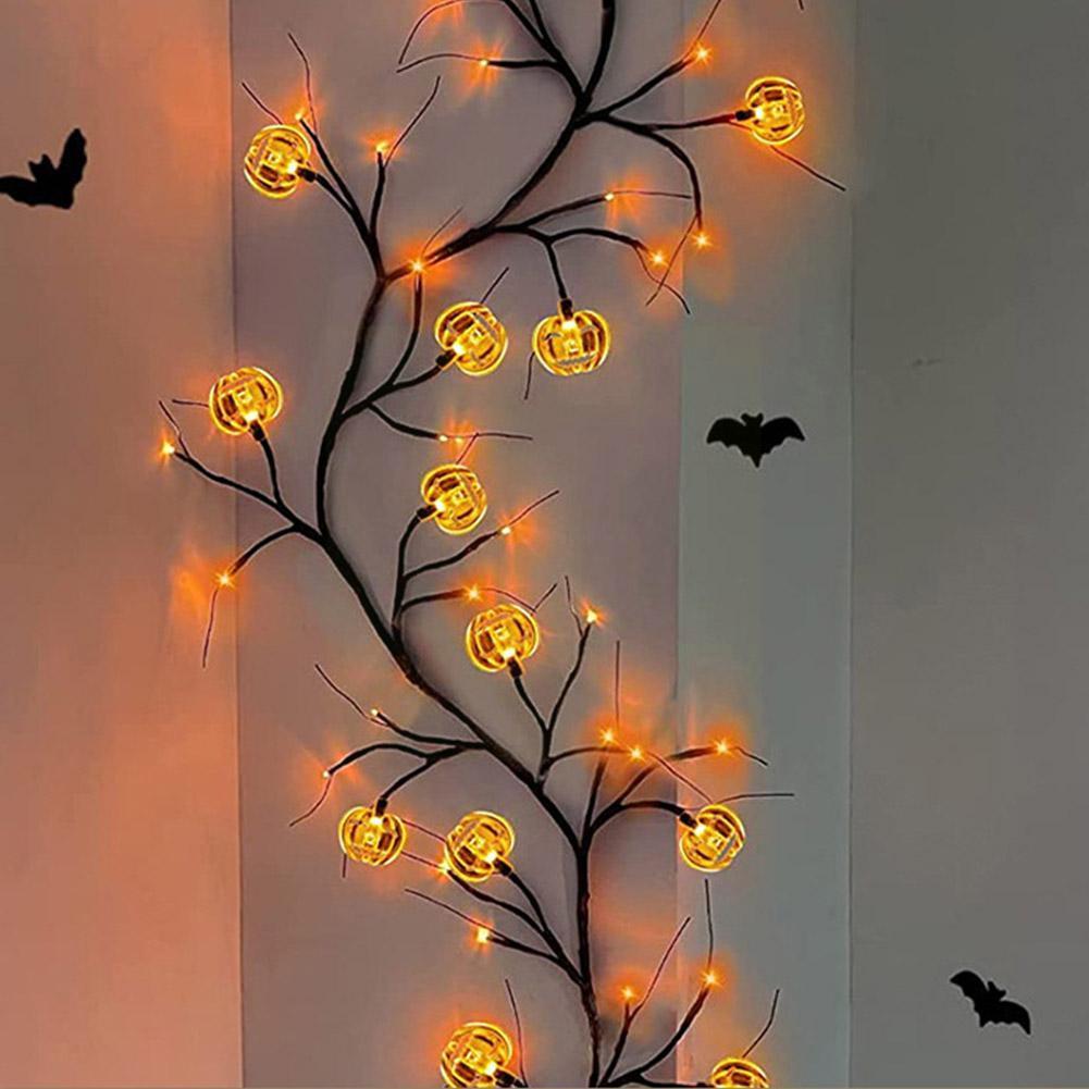 Halloween LED Willow Vine String Light Cool Cartoon Bat Pumpkin Decoration For Indoor Outdoor Party House Decor ARVASHAA