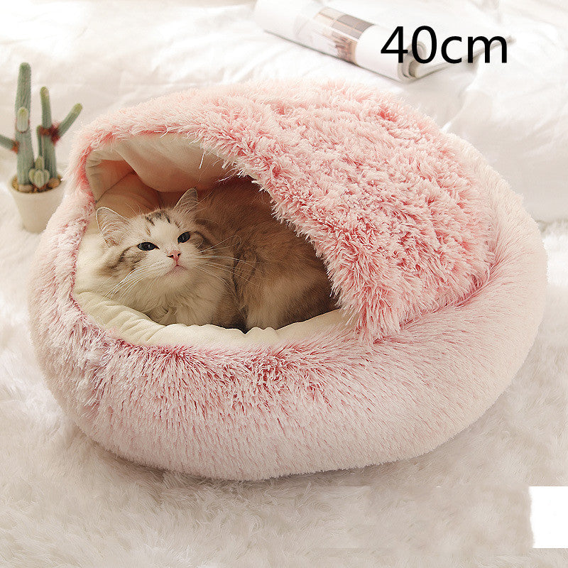 2 In 1 Dog And Cat Bed Pet Winter Bed Round Plush Warm Bed House Soft Long Plush Pets Bed Pet Products ARVASHAA