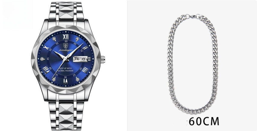 Men’s Waterproof Quartz Watch | Luminous Dial with Double Calendar Display – Durable & Stylish ARVASHAA