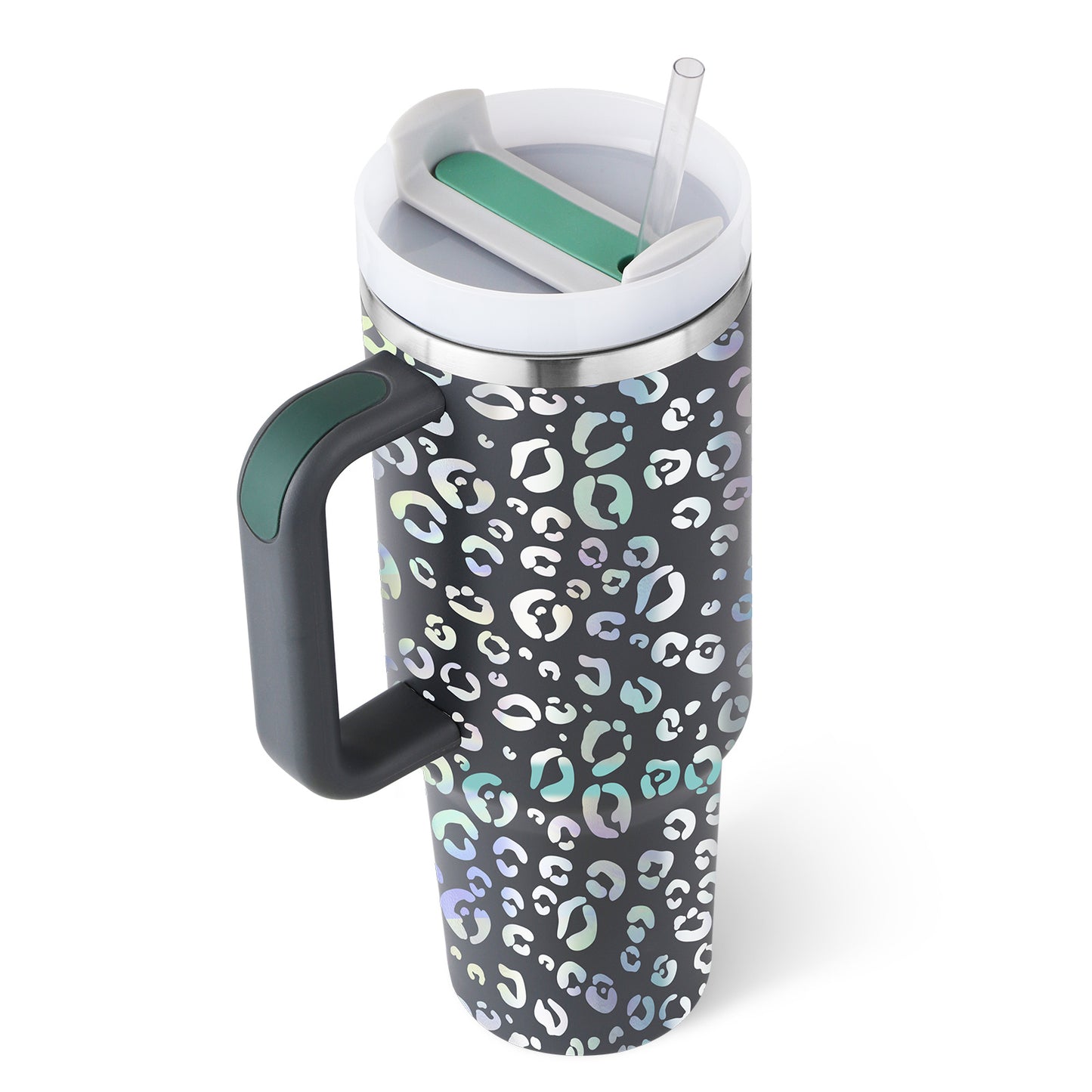 40 Oz Tumbler With Handle Straw Insulated, Stainless Steel Spill Proof Vacuum Coffee Cup Tumbler With Lid Tapered Mug Gifts For Valentine Lover Suitable For Car Gym Office Travel ASKVexperts