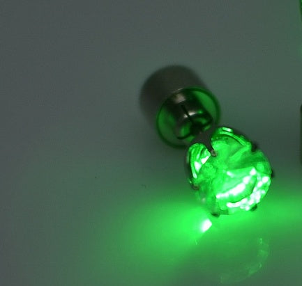 Hot Sale 1PCS Charm LED Earring Light Up Crown Glowing Crystal Stainless Ear Drop Ear Stud Earring Jewelry gift Free Shipping ARVASHAA
