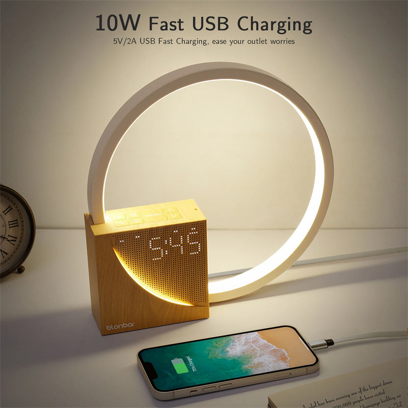 Bedside Lamp Touch Table Lamp With Natural Sounds, Desk Lamp With Alarm Clock, Touch Control 3 Levels Brightness Home Decor ARVASHAA