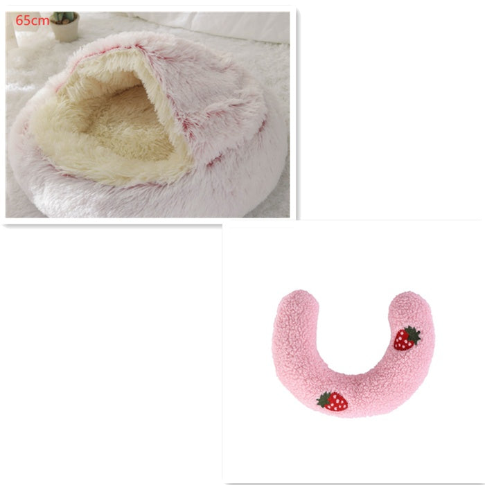 2 In 1 Dog And Cat Bed Pet Winter Bed Round Plush Warm Bed House Soft Long Plush Pets Bed Pet Products ARVASHAA