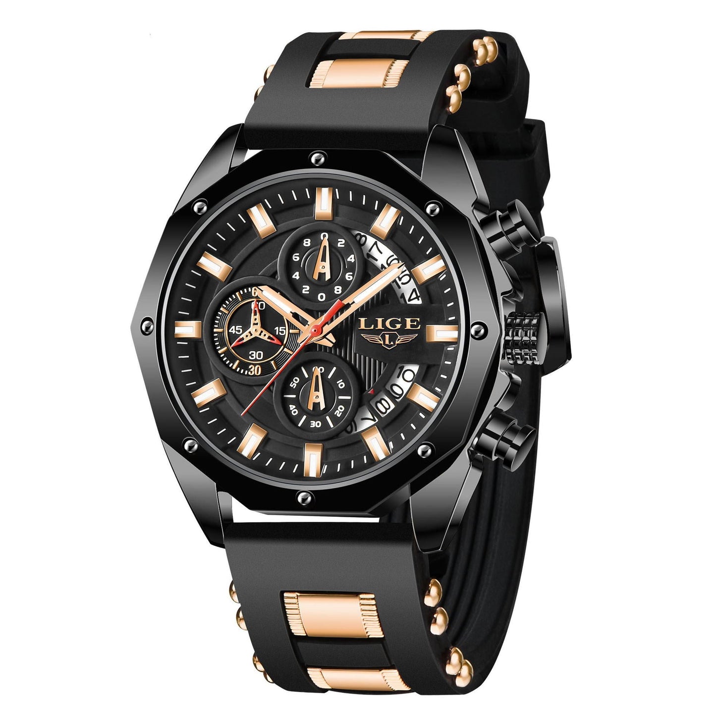 Fashion Mens Watches Top Brand Luxury Silicone Sport Watch Men Quartz Date Clock Waterproof Wristwatch Chronograph ARVASHAA