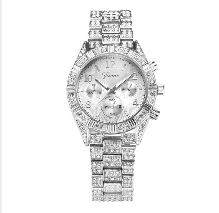 Women Crystal Quartz Analog Wrist Watch Fashion Stainless Steel Geneva Luxury Reloj Hombre Montre Femme Sport Watches ARVASHAA