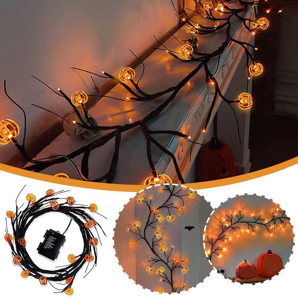 Halloween LED Willow Vine String Light Cool Cartoon Bat Pumpkin Decoration For Indoor Outdoor Party House Decor ARVASHAA