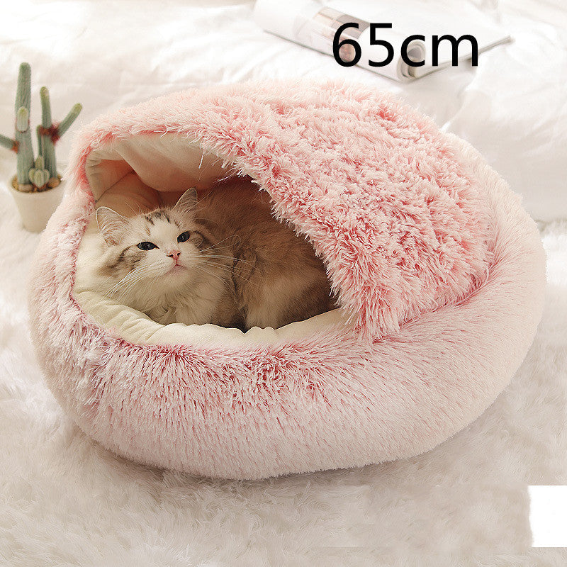2 In 1 Dog And Cat Bed Pet Winter Bed Round Plush Warm Bed House Soft Long Plush Pets Bed Pet Products ARVASHAA