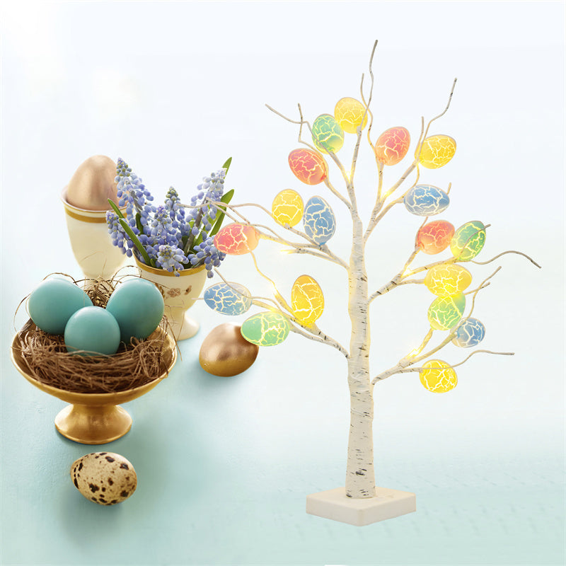 Easter Decoration 60cm Birch Tree Home Easter Egg LED Light Gift Spring Party Tabletop Ornaments Light Easter Party Kids Gifts ARVASHAA