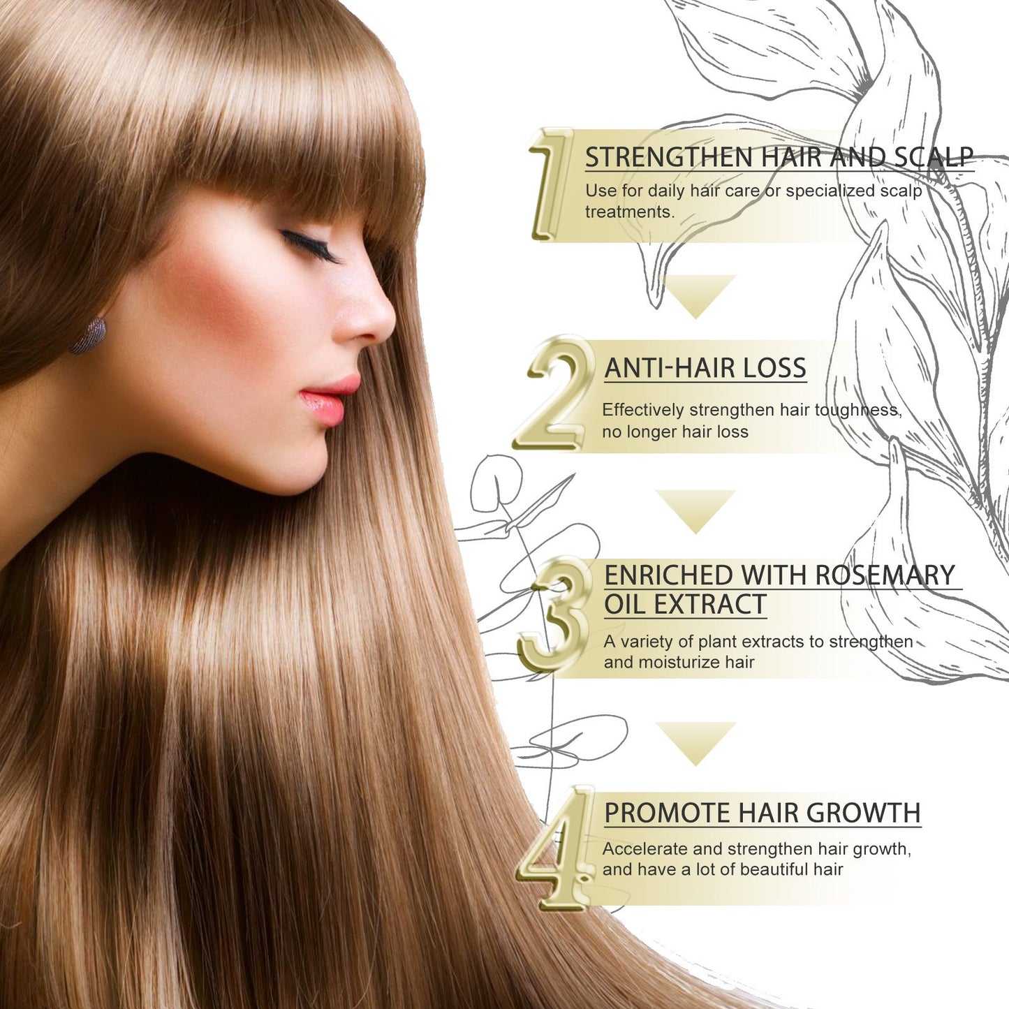 Rosemary Dense Hair Essential Oil Repair Damage Anti-drop Soft ARVASHAA