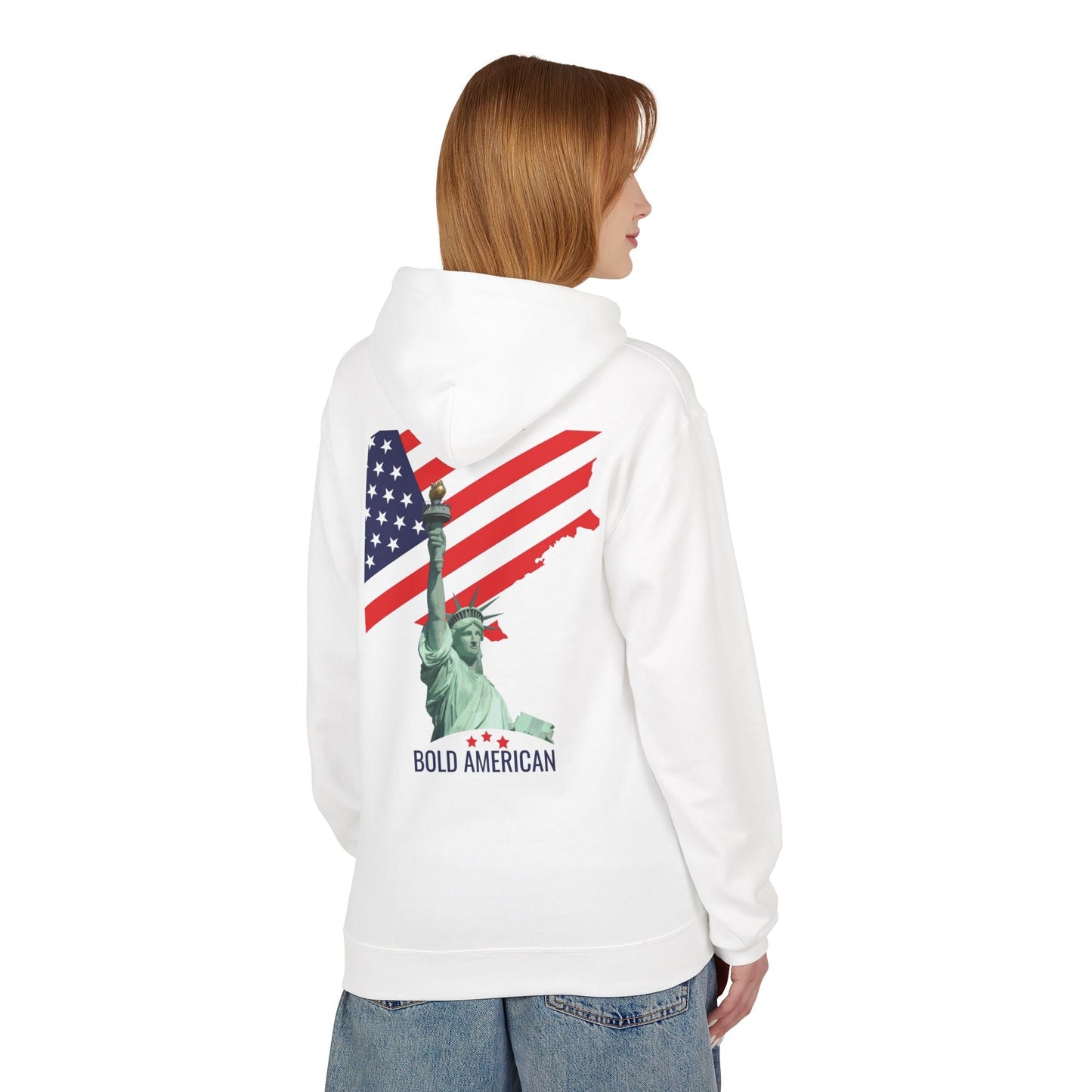 Cozy USA Flag Hoodie Premium Cotton Blend, Ethical & Sustainable Printify