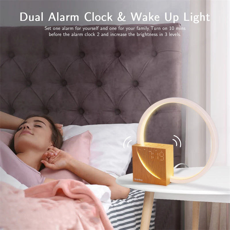 Bedside Lamp Touch Table Lamp With Natural Sounds, Desk Lamp With Alarm Clock, Touch Control 3 Levels Brightness Home Decor ARVASHAA
