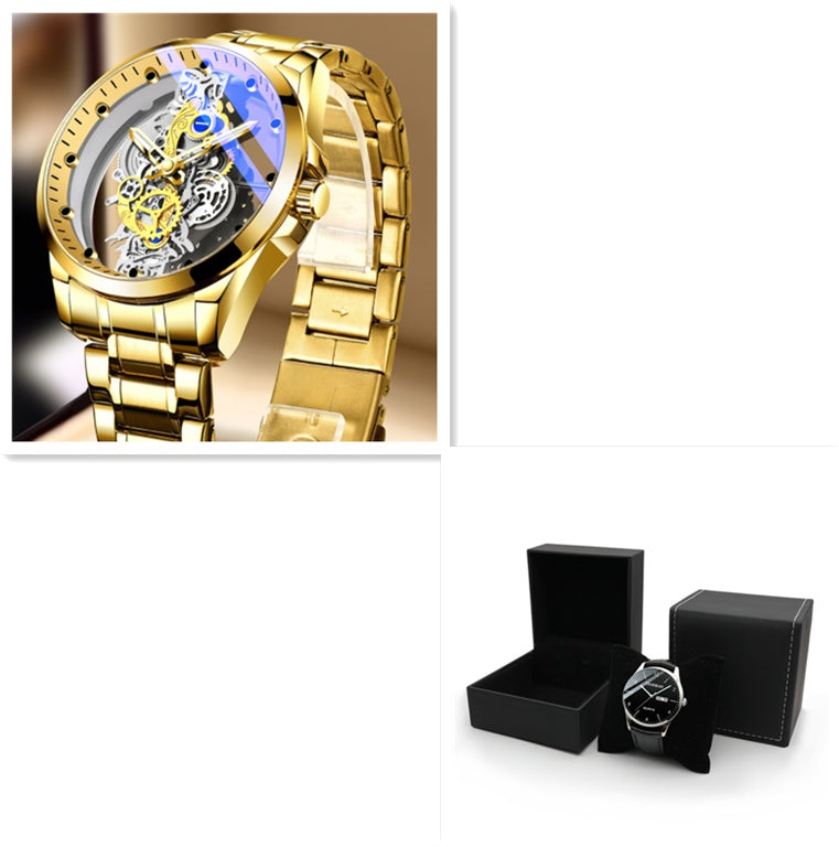 Men Watch Skeleton Automatic Quartz Watch Gold Skeleton Vintage Man Watch Mens Watches Top Brand Luxury ARVASHAA