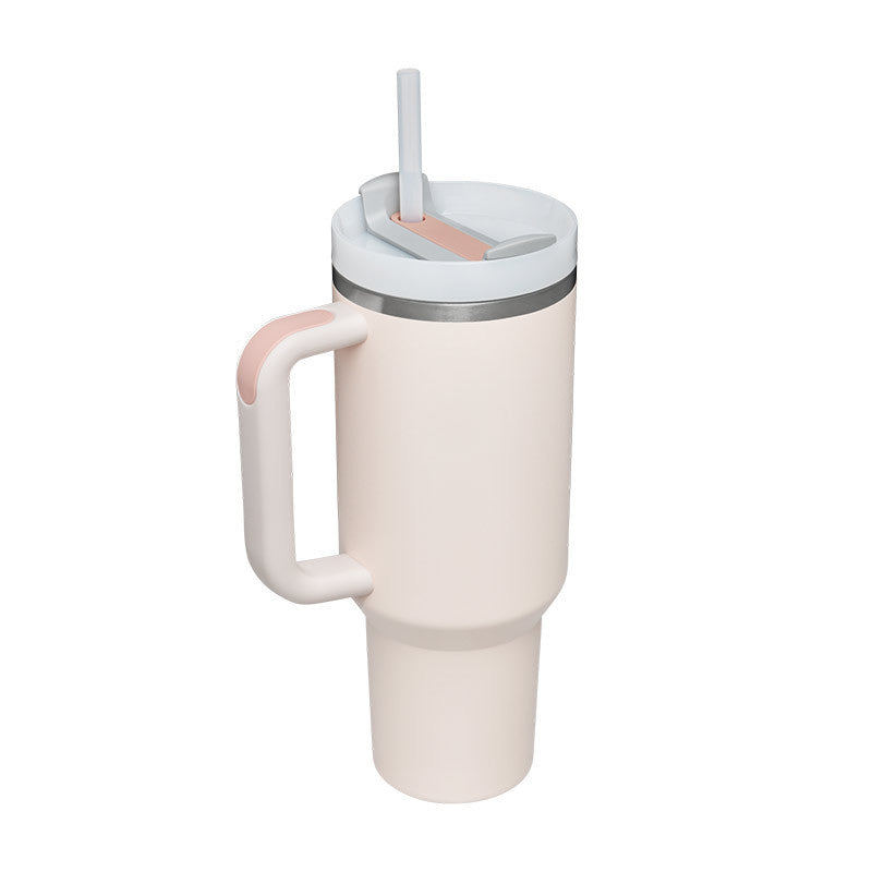 40 Oz Tumbler With Handle Straw Insulated, Stainless Steel Spill Proof Vacuum Coffee Cup Tumbler With Lid Tapered Mug Gifts For Valentine Lover Suitable For Car Gym Office Travel ASKVexperts