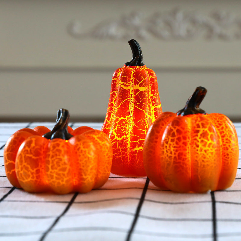 New Halloween Pumpkin Lantern Simulation Pumpkin LED Candle Lamp Resin Luminous Pumpkin ARVASHAA