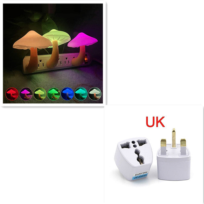 LED Night Light Mushroom Wall Socket Lamp EU US Plug Warm White Light-control Sensor Bedroom Light Home Decoration ARVASHAA
