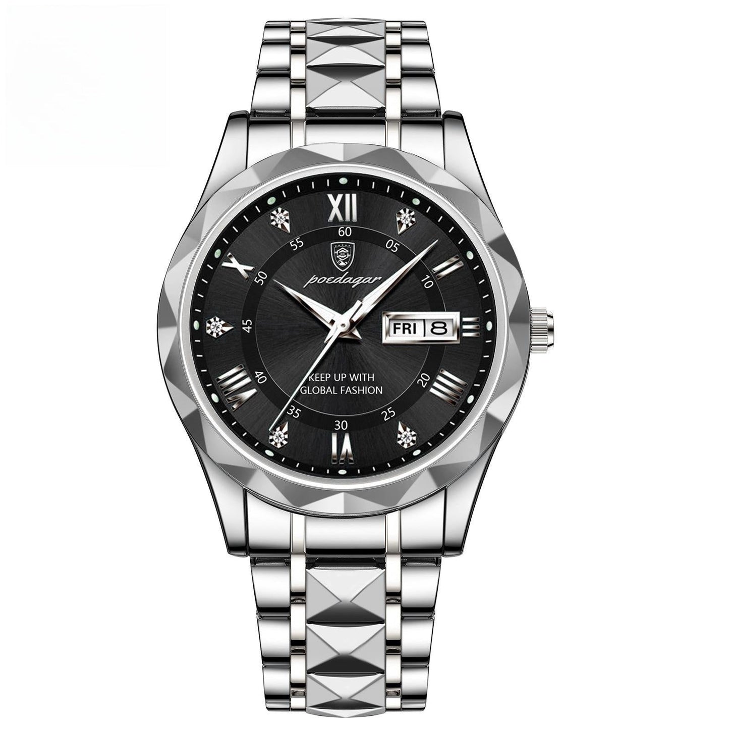Men’s Waterproof Quartz Watch | Luminous Dial with Double Calendar Display – Durable & Stylish ARVASHAA