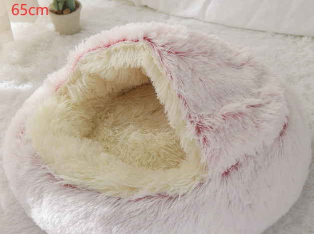 2 In 1 Dog And Cat Bed Pet Winter Bed Round Plush Warm Bed House Soft Long Plush Pets Bed Pet Products ARVASHAA