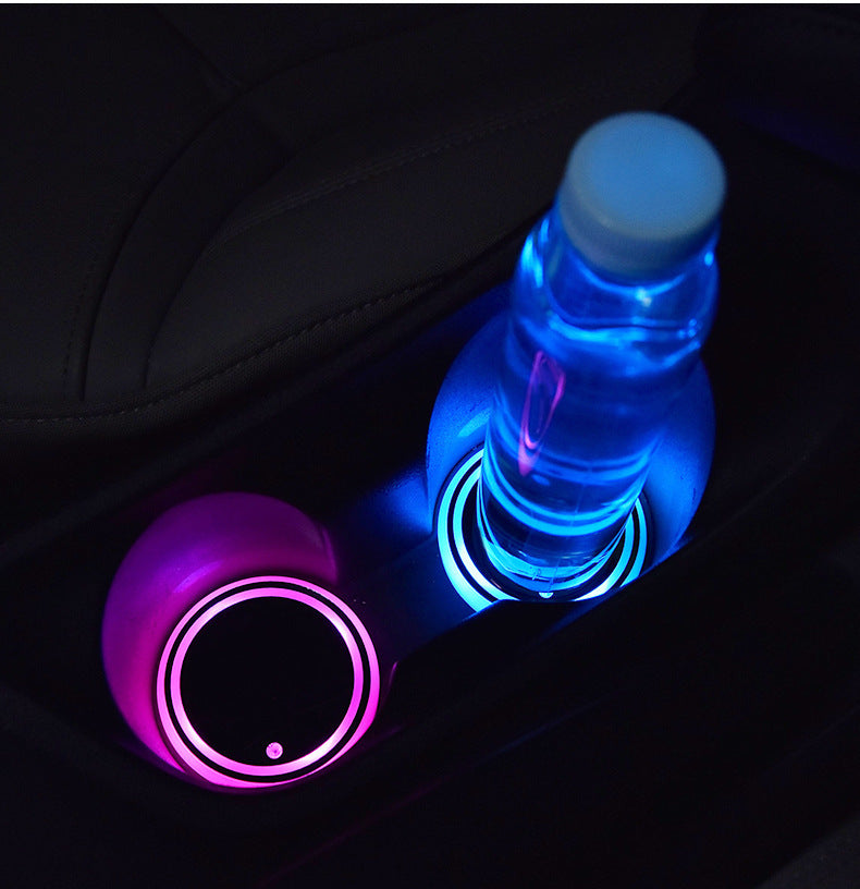 Colorful Cup Holder LED Light-up Coaster Solar & USB Charging Non-slip Coaster Ambient Light For Car Automatically ARVASHAA