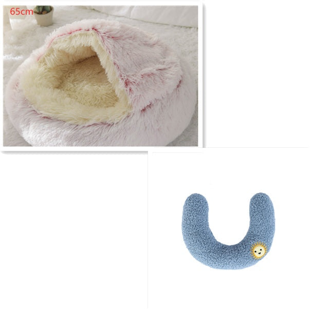 2 In 1 Dog And Cat Bed Pet Winter Bed Round Plush Warm Bed House Soft Long Plush Pets Bed Pet Products ARVASHAA