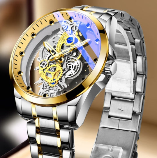 Men Watch Skeleton Automatic Quartz Watch Gold Skeleton Vintage Man Watch Mens Watches Top Brand Luxury ARVASHAA