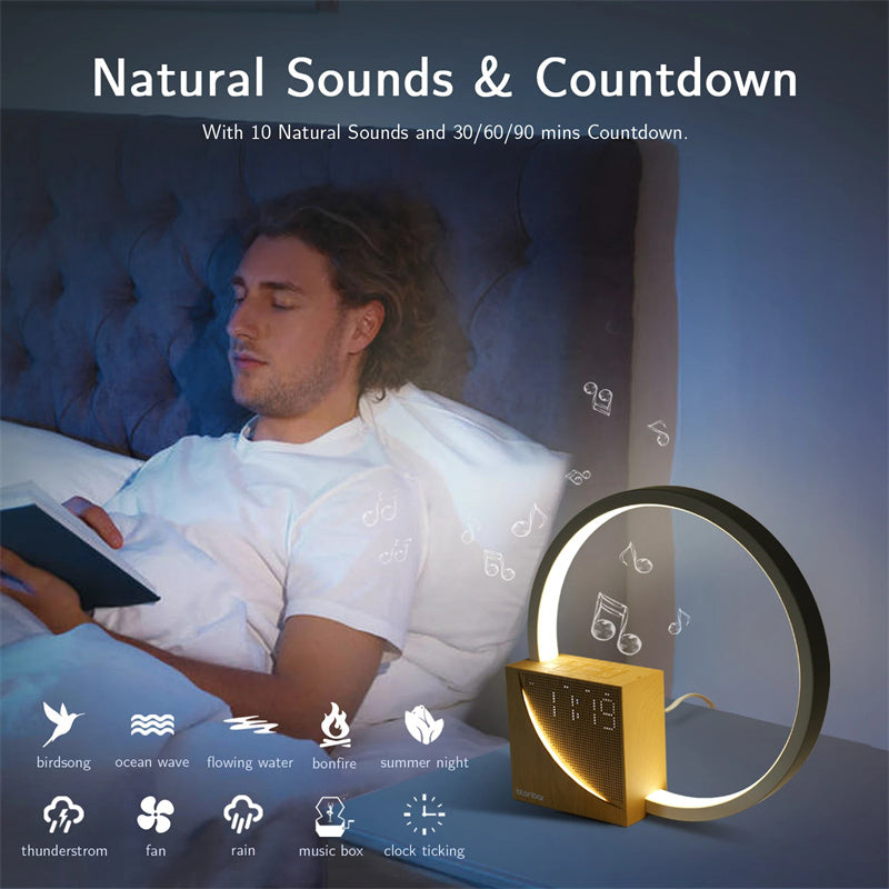 Bedside Lamp Touch Table Lamp With Natural Sounds, Desk Lamp With Alarm Clock, Touch Control 3 Levels Brightness Home Decor ARVASHAA