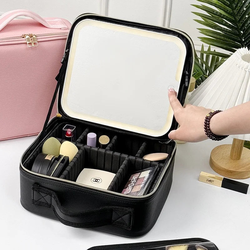 LED Cosmetic Case with Lights and Mirror Cosmetic Bag Large Capacity Premium Feeling Cosmetic Bag Luxury makeup bag ASKVexperts