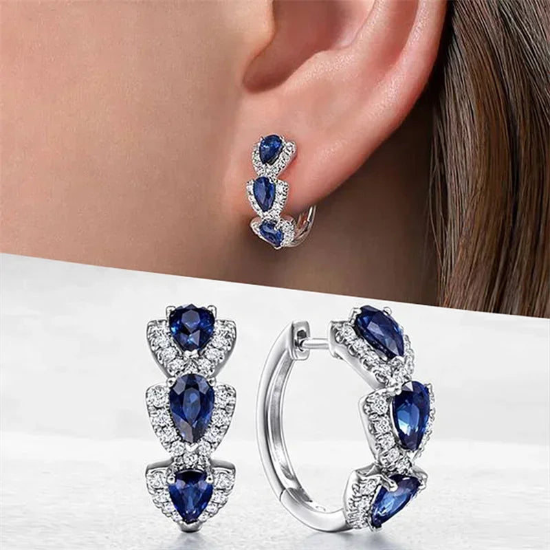 2025 Luxury Trendy Green Cubic Zirconia Hoop Earrings Wedding Party Elegant Accessories for Women Anniversary Gift New Jewelry ARVASHAA