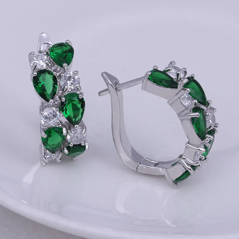 LXOEN 2022 Classic Semi-precious Stone Stud Earrings for Women Silver Color Round Studs Ear Jewelry brinco Gift bijoux ARVASHAA