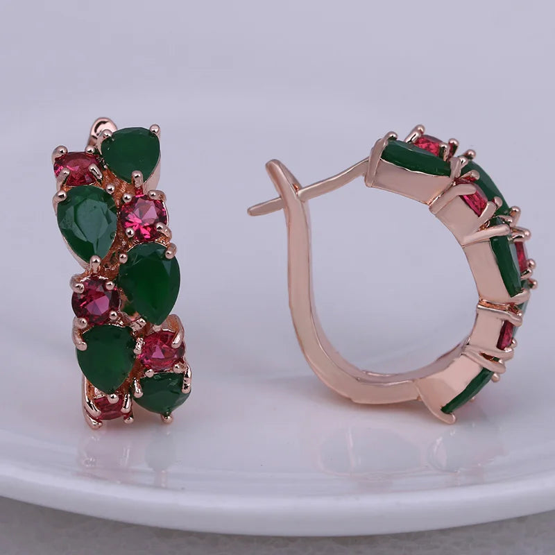LXOEN 2022 Classic Semi-precious Stone Stud Earrings for Women Silver Color Round Studs Ear Jewelry brinco Gift bijoux ARVASHAA