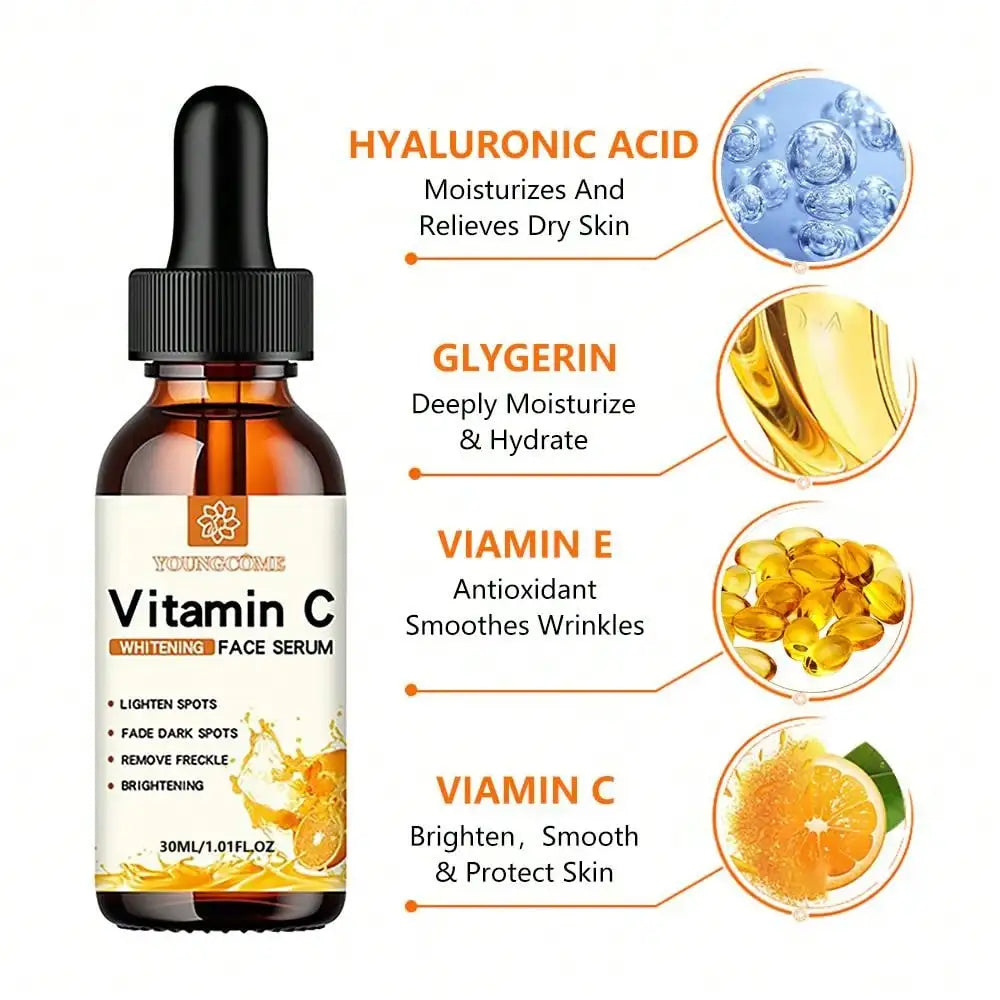Vitamin C Facial Essence Contains Hyaluronic Acid Dark Spot Remover Moisturizing Repair Anti-aging Essence Facial Skin Care 30ml ARVASHAA