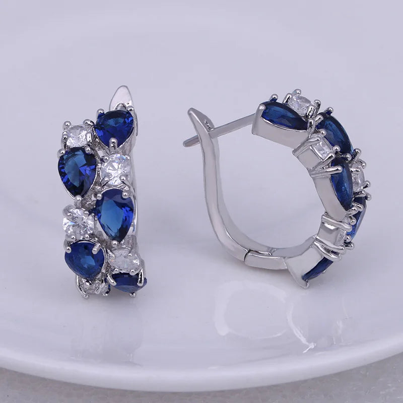 LXOEN 2022 Classic Semi-precious Stone Stud Earrings for Women Silver Color Round Studs Ear Jewelry brinco Gift bijoux ARVASHAA