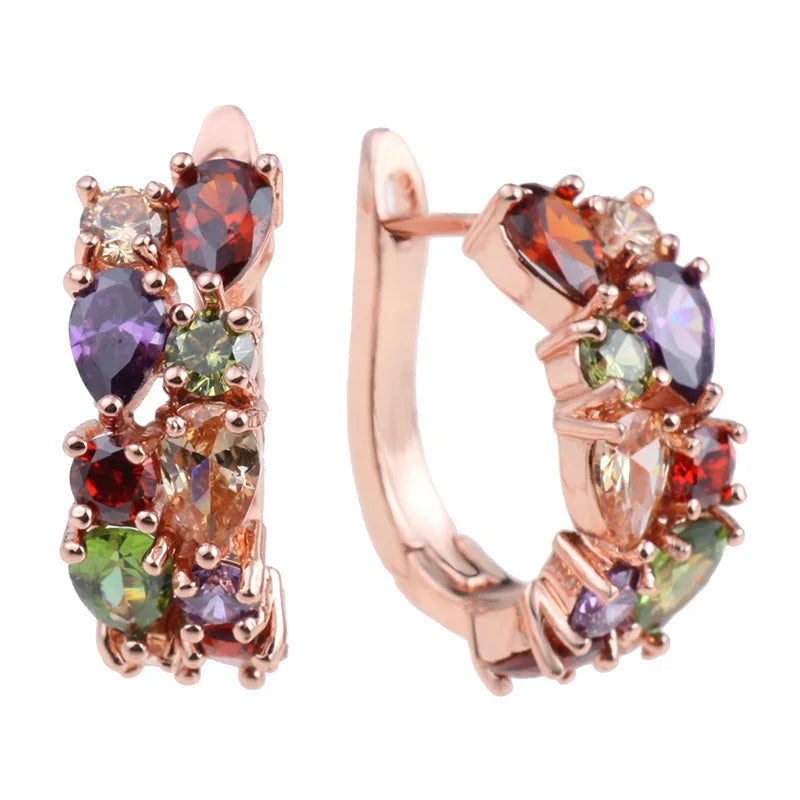LXOEN 2022 Classic Semi-precious Stone Stud Earrings for Women Silver Color Round Studs Ear Jewelry brinco Gift bijoux ARVASHAA