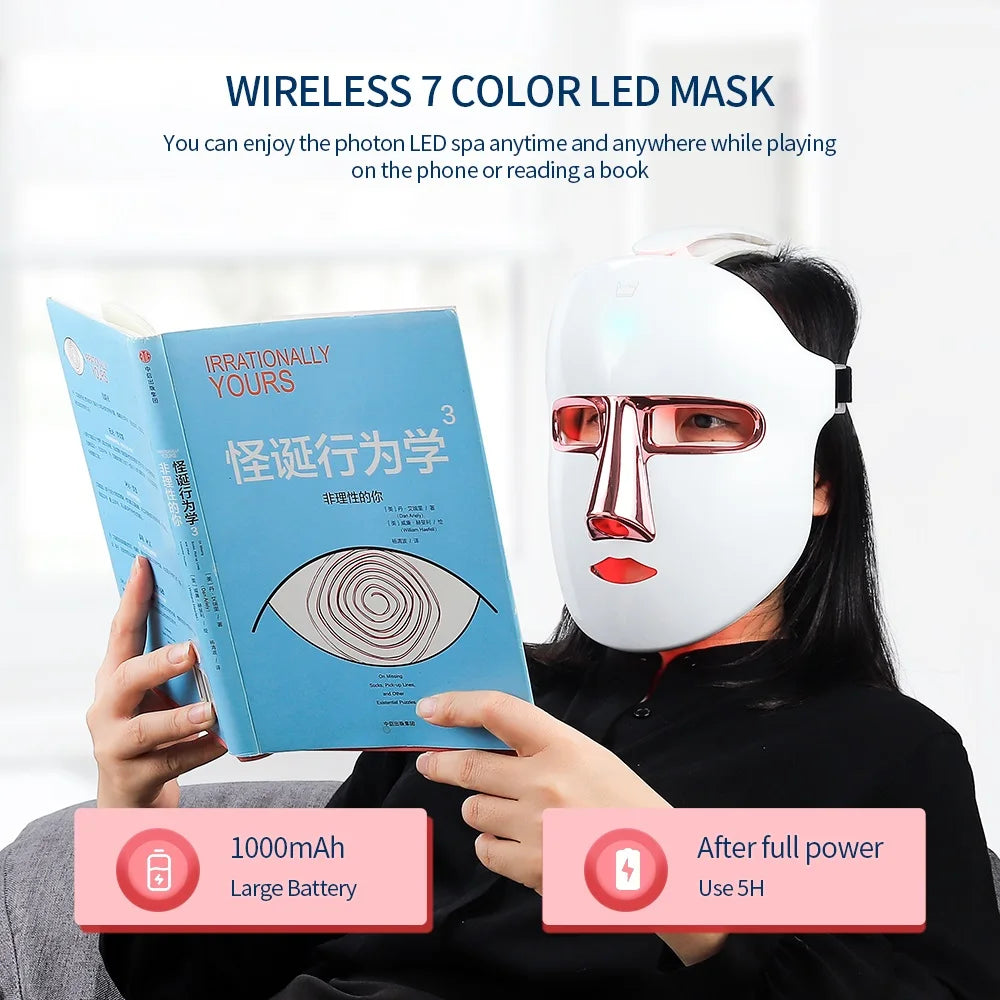 Wireless 7 Colors Face LED Mask Photon Facal Beauty Mask Skin Rejuvenation Anti Acne Repair Skin Tightening Anti Aging Skin Care ASKVexperts