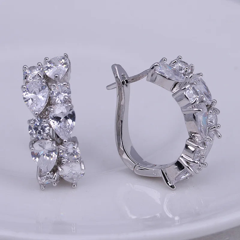 LXOEN 2022 Classic Semi-precious Stone Stud Earrings for Women Silver Color Round Studs Ear Jewelry brinco Gift bijoux ARVASHAA